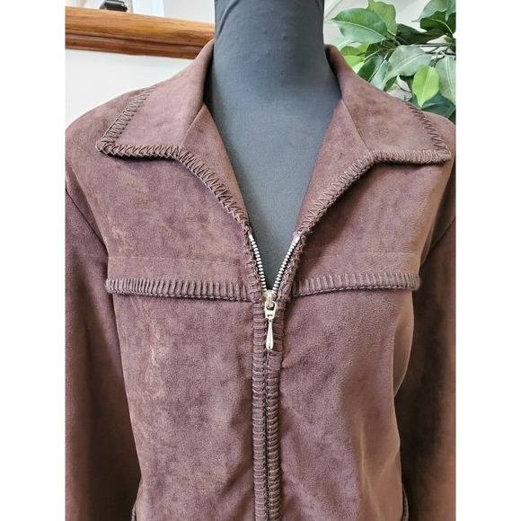 First Option Too Women Brown Polyester Long Sleeve 2 Piece Suit 18W - Picture 5 of 15